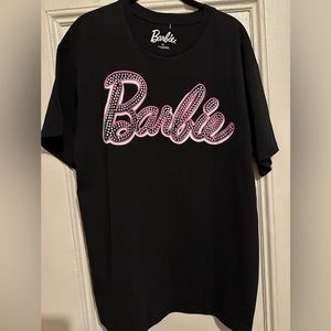 BRAND NEW W/ TAGS BARBIE BLACK XL JUNIORS T-SHIRT with stone sparkle detail.